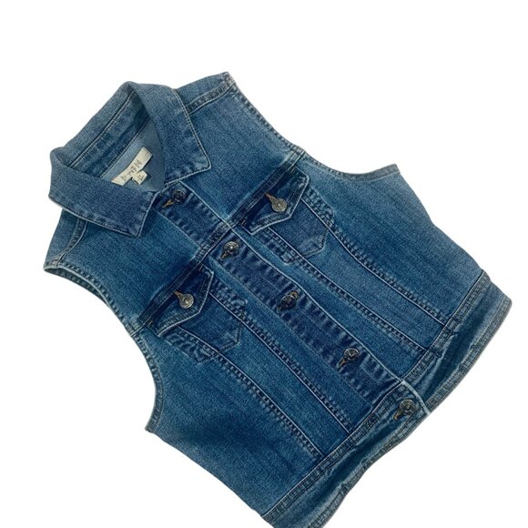 cropped sleeveless denim vest  women size med BEAUTIFUL - Picture 5 of 15